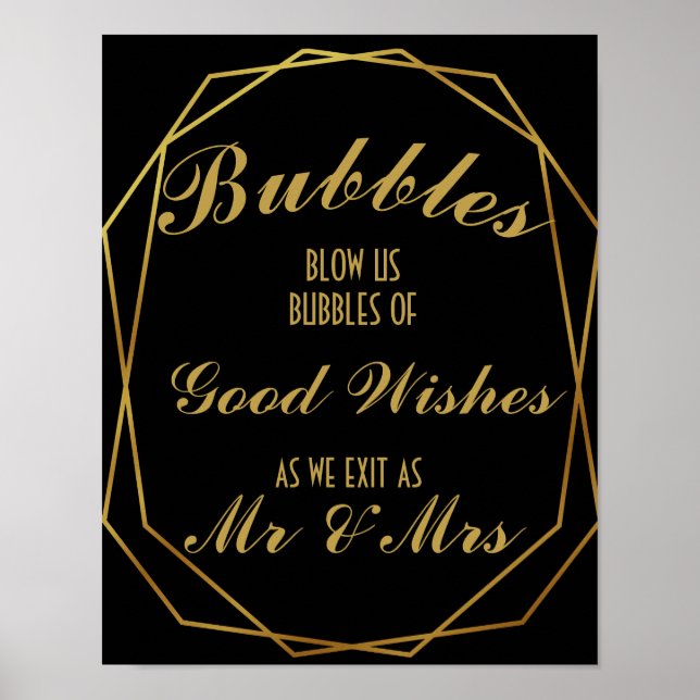 Elegant art deco Gold & Black bubble Poster (Front)