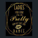 Elegant art deco Gold & Black Ladies BATHROOM Poster<br><div class="desc">Elegant art deco Gold & Black Ladies BATHROOM wedding sign</div>