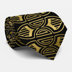 Elegant art deco gold black pattern tie