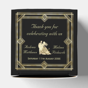 Elegant Art Deco Gold Black Wedding Favour Favour Box