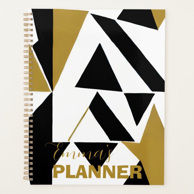 ELEGANT ART DECO GOLD BLACK WHITE PLANNER (Front)