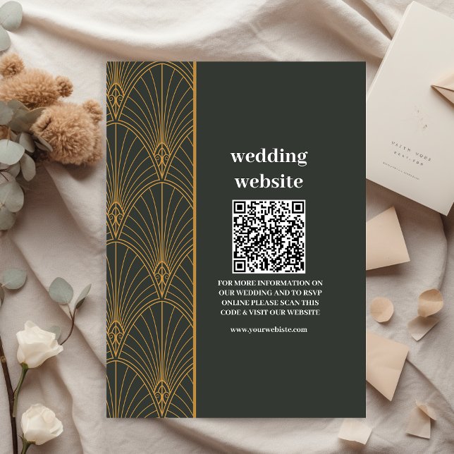 Elegant Art Deco Gold Green Wedding Enclosure Card (Creator Uploaded)