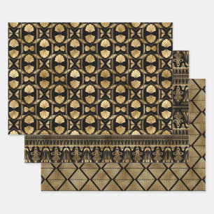 Elegant Art Deco Gold Patterns Wrapping Paper Sheet