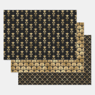 Elegant Art Deco Gold Patterns Wrapping Paper Sheet