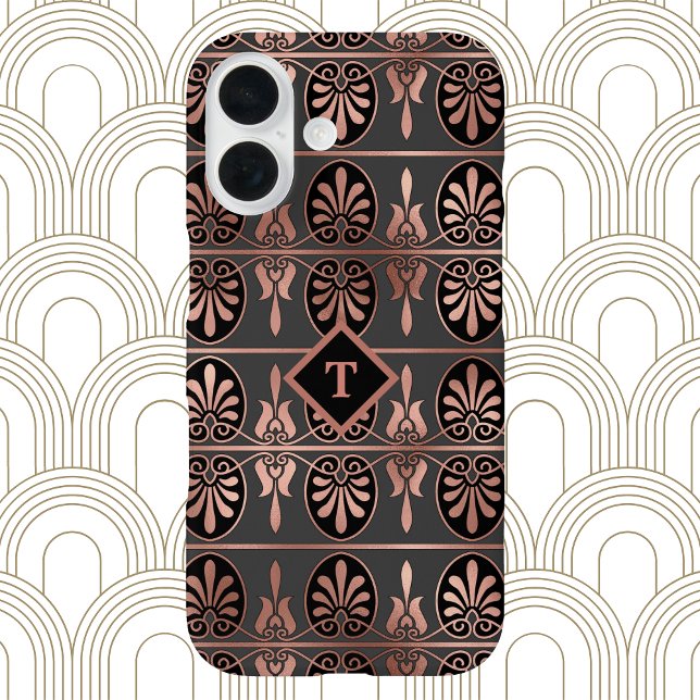 Elegant Art Deco in Coppery Rose Gold and Black Case-Mate iPhone Case (Creator Uploaded)