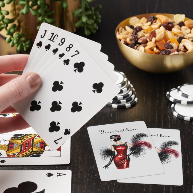 Elegant Art Deco lady add text  Playing Cards (In Situ)