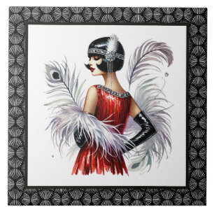 Elegant Art Deco lady  Ceramic Tile