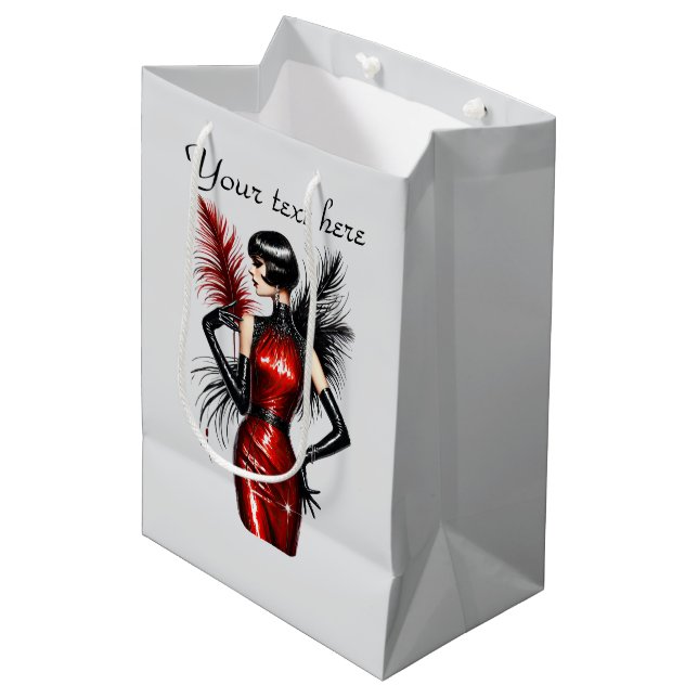 Elegant Art Deco Lady customizable  Medium Gift Bag (Front Angled)
