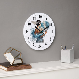 Elegant Art Deco lady  Large Clock