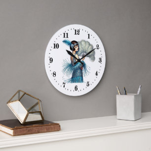 Elegant Art Deco lady Large Clock