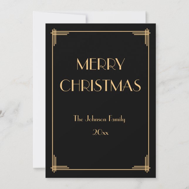 Elegant Art Deco Merry Christmas Holiday Card (Front)