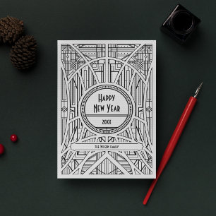 Elegant art deco New Year Holiday Card