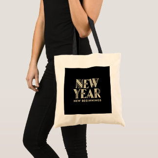 Elegant Art Deco New Year New Beginnings Gold and Tote Bag