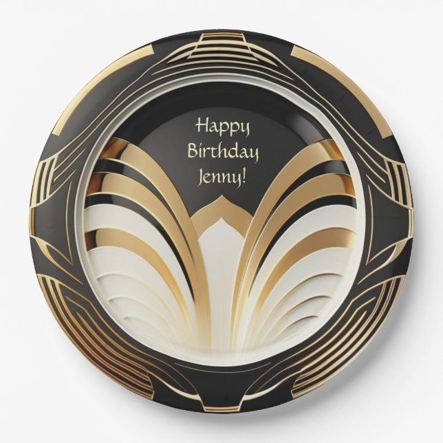Elegant Art Deco Paper Plates - Personalised (Front)