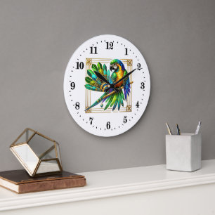 Elegant art deco Parrot Large Clock