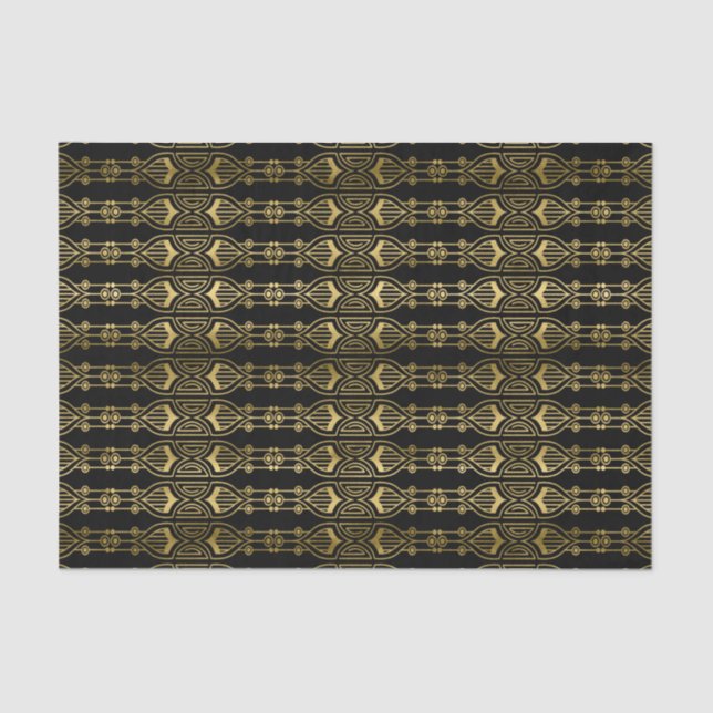 elegant art deco pattern black gold tissue paper (Front)