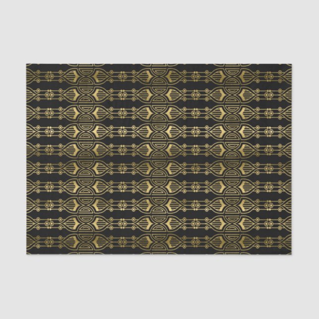 elegant art deco pattern black gold tissue tissue paper (Front)