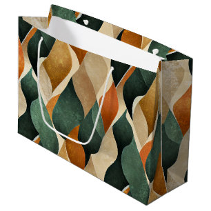 Elegant Art Deco Pattern in Deep Green and Gold Large Gift Bag