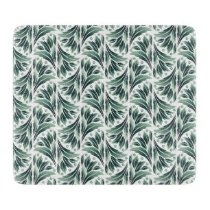 Elegant Art Deco Pattern with Green Foliage Cutting Board