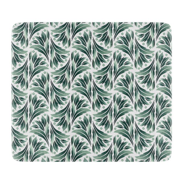 Elegant Art Deco Pattern with Green Foliage Cutting Board (Front)