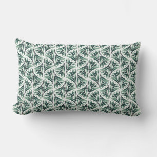 Elegant Art Deco Pattern with Green Foliage Lumbar Cushion