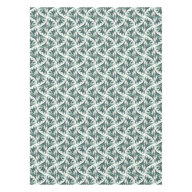 Elegant Art Deco Pattern with Green Foliage Tablecloth (Front)