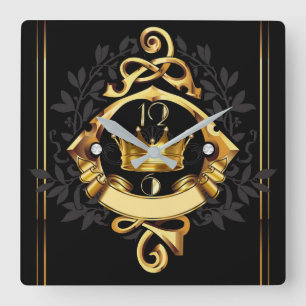 Elegant art deco personalised square wall clock