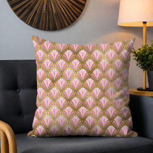 Elegant Art Deco Pink Gold Luxury Vintage Pattern Cushion