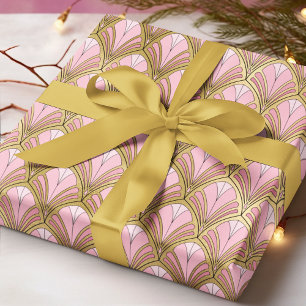 Elegant Art Deco Pink Gold Luxury Vintage Pattern Wrapping Paper