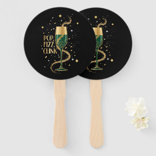  Elegant Art Deco Pop Fizz Clink   Gatsby Roaring  Hand Fan