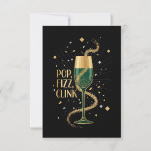 Elegant Art Deco Pop Fizz Clink Gatsby Roaring Thank You Card
