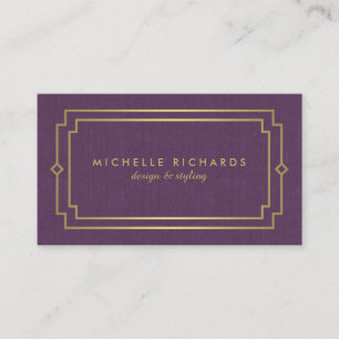 Elegant Art Deco Professional Purple/Gold Business Card