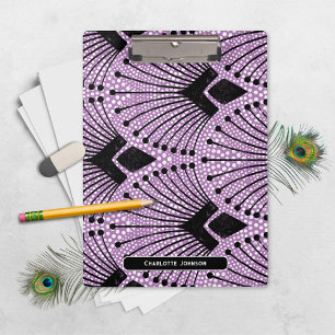 Elegant Art Deco Purple Peacock Pattern Clipboard