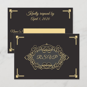 Elegant Art Deco Reception RSVP Card