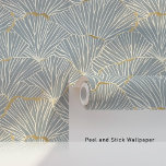 Elegant Art Deco Shell Blockprint Peel & Stick<br><div class="desc">Elevate your interior decor with this elegant Art Deco Shell Blockprint Peel & Stick wallpaper. This sophisticated design features an intricate pattern of overlapping shell motifs in soothing blue tones, accented with delicate faux gold lines that add a touch of luxury. The blockprint style imparts an artisanal, handcrafted feel, perfect...</div>