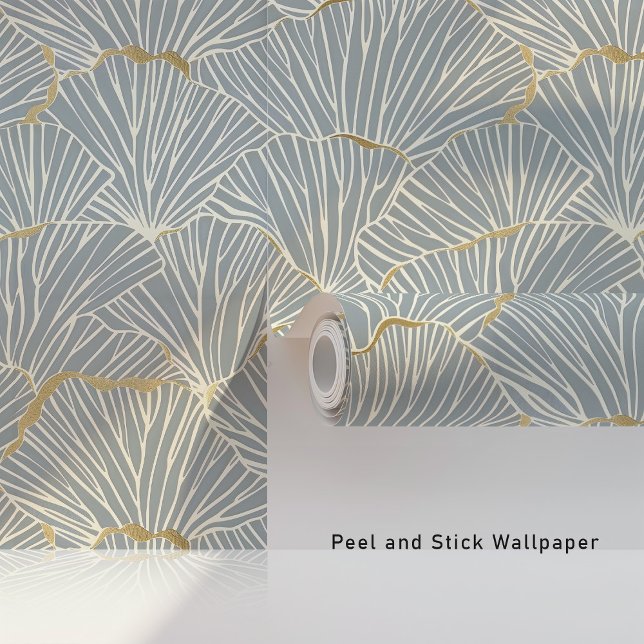 Elegant Art Deco Shell Blockprint Peel & Stick Wallpaper (Creator Uploaded)