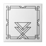 Elegant Art Deco Simple Geometric Frame Ceramic Tile<br><div class="desc">Elegant simple black art deco geometric decorative frame element on a white ceramic tile. Sleek chic design,  perfect for a modern or art deco vintage style interior.</div>