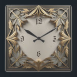 Elegant Art Deco Square Wall Clock<br><div class="desc">Great clock design. You will love it like others. Be free to use this design for other product you like or to customise and add your text. Follow me for more. Thank you. Have a nice day.</div>