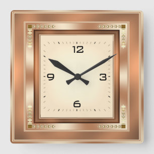 Elegant Art Deco Square Wall Clock