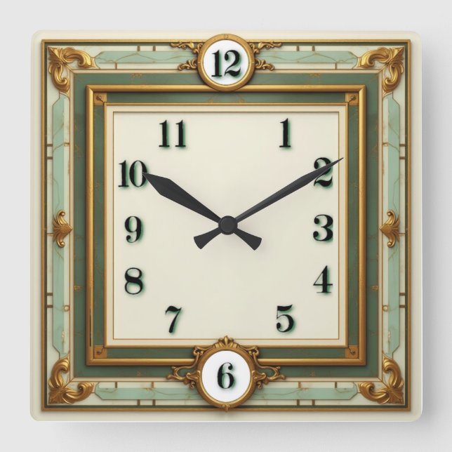 Elegant Art Deco  Square Wall Clock (Front)