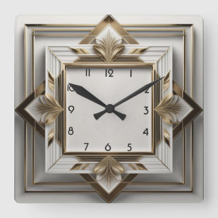 Elegant Art Deco Square Wall Clock