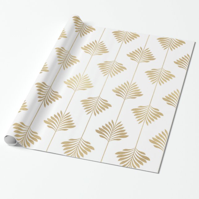 Elegant Art-Deco Stylised Leafs Pattern Wrapping Paper (Unrolled)