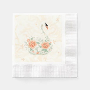 Elegant Art Deco Swan with Floral Patterns Napkin