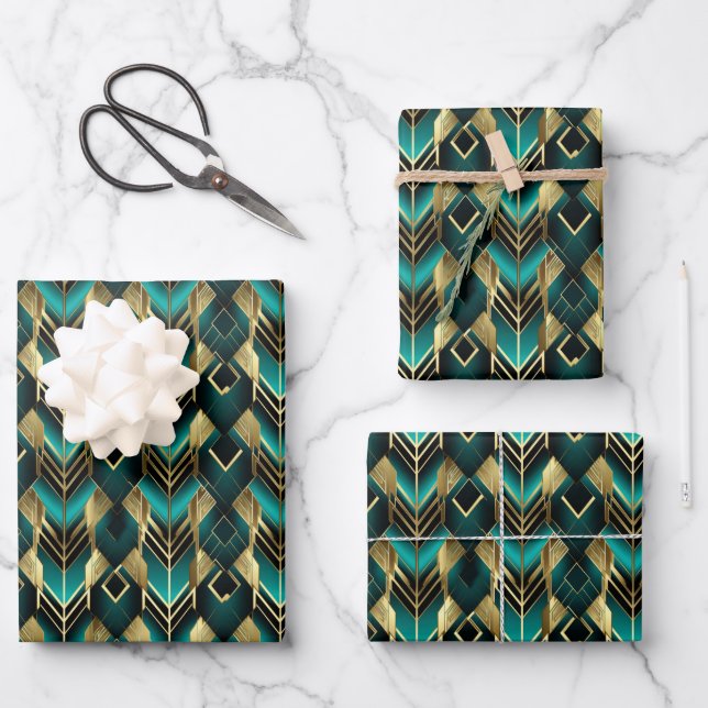Elegant Art Deco tiled pattern Wrapping Paper  (Front)