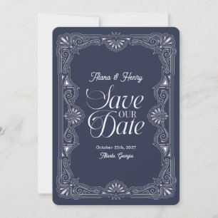 Elegant Art Deco Vintage Wedding Save the Date Inv Invitation