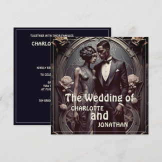 Elegant Art Deco Wedding Couple - Invitation
