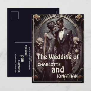 Elegant Art Deco Wedding Couple - Invitation