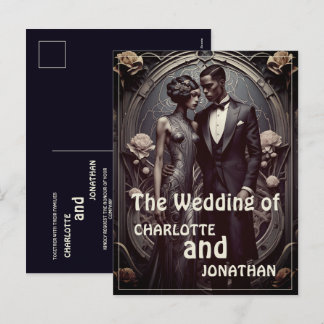 Elegant Art Deco Wedding Couple - Invitation