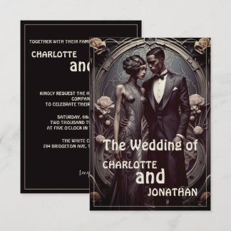 Elegant Art Deco Wedding Couple - Invitation