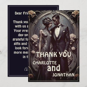 Elegant Art Deco Wedding Couple - Thank You Card